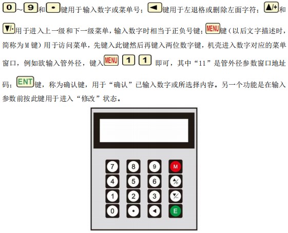 水超聲波流量計(jì)按鍵面板說(shuō)明圖
